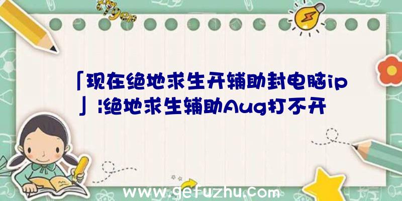 「现在绝地求生开辅助封电脑ip」|绝地求生辅助Aug打不开